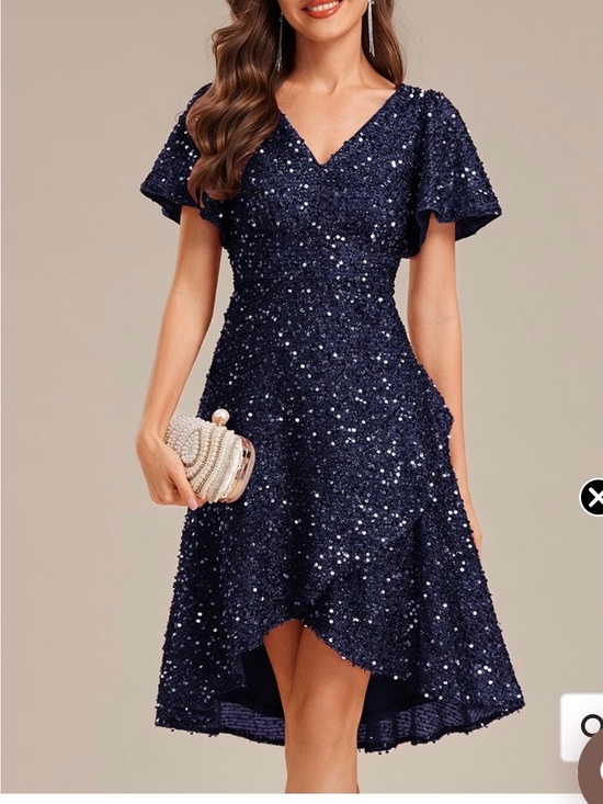 Ever Pretty Dresses & Skirts - Ever Pretty Navy Sequin V-Neck High-Low Cocktail Dress